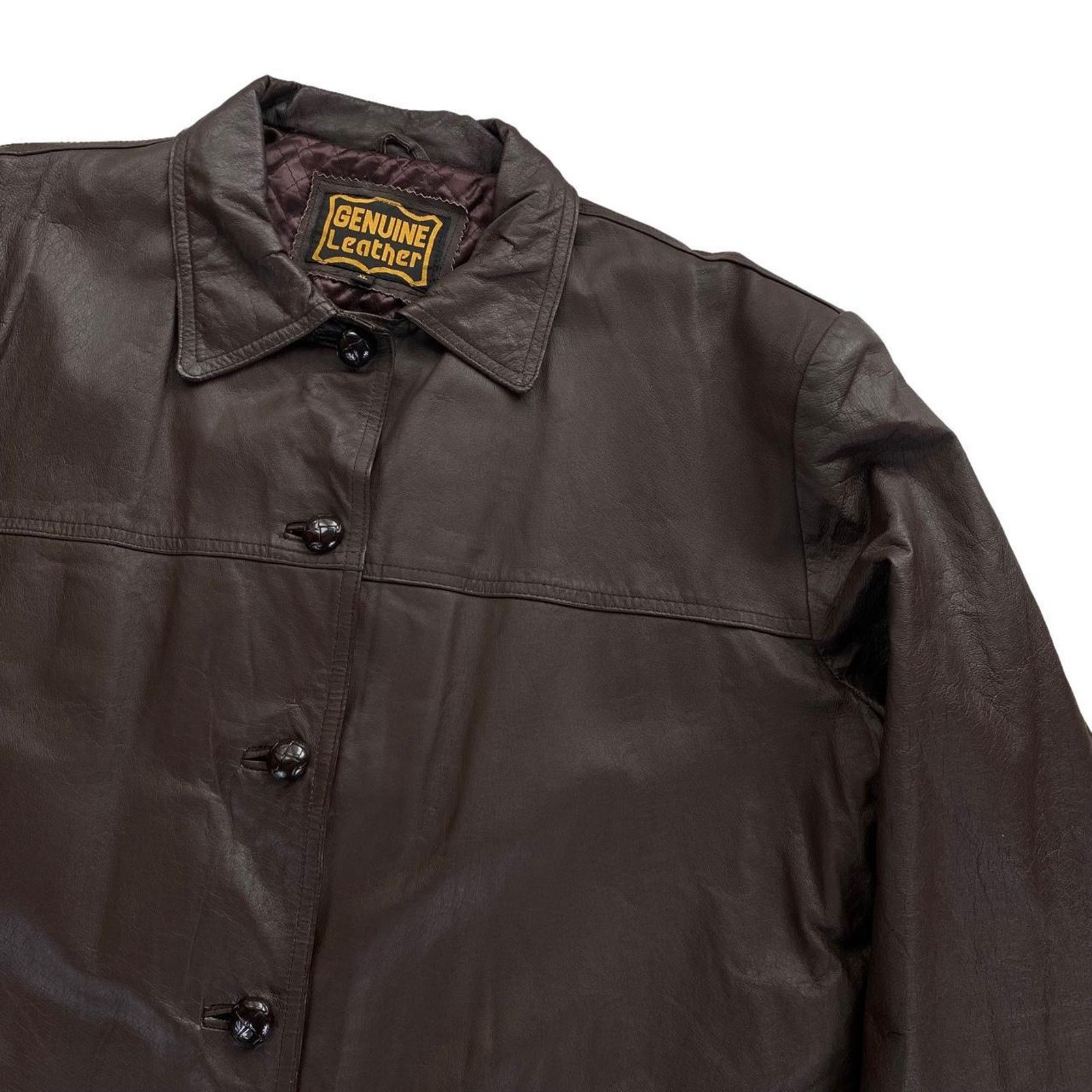 Vintage 90s Vintage Chocolate Brown Leather Jacket Overcoat Size US XL / EU 56 / 4 - 2 Thumbnail
