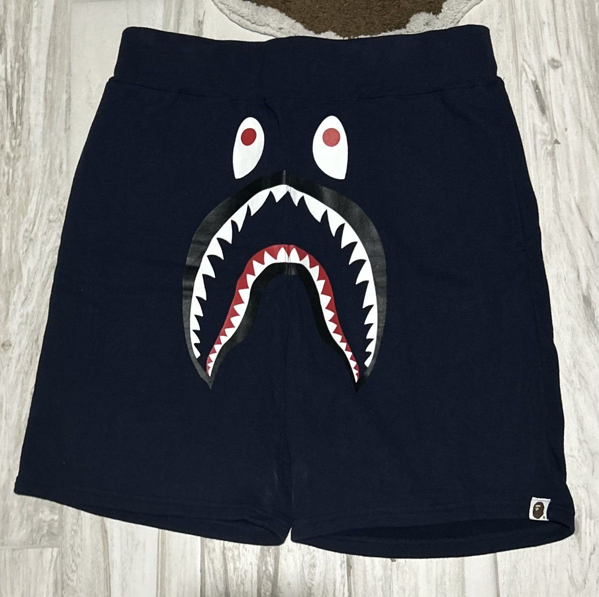 Image of Bape Shark Sweat Shorts in Navy, Men's (Size 33)