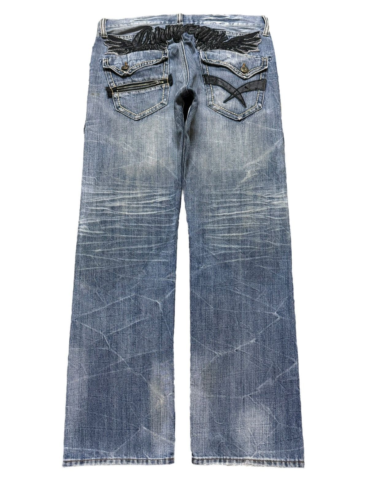 If Six Was Nine Vintage Japanese Brand Mud Wash Faded Distress Straight Leg Size US 34 / EU 50 - 2 Thumbnail