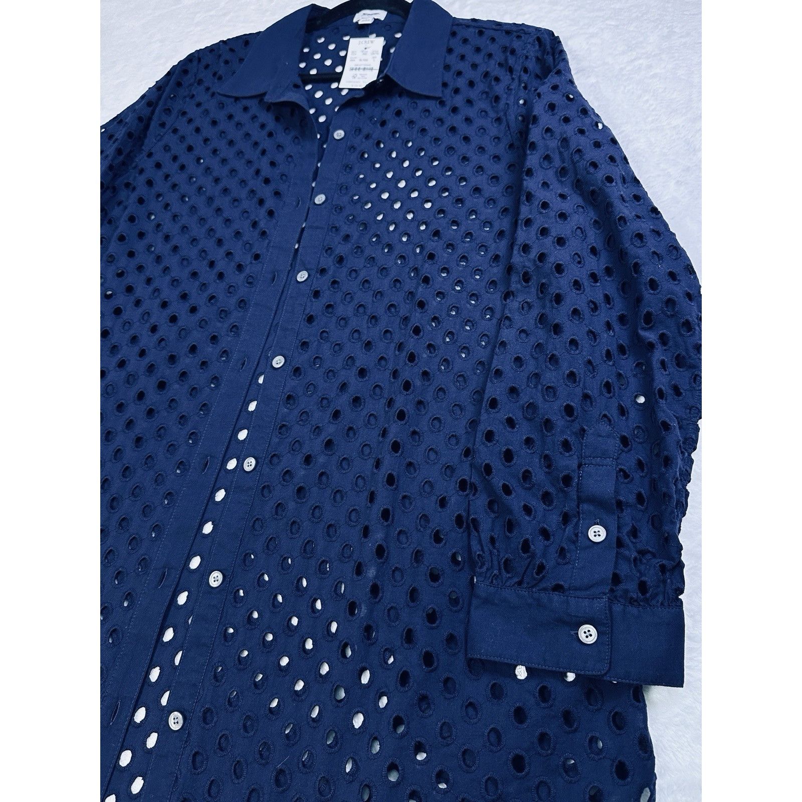 J.Crew J.Crew Factory Eyelet Swim Cover Up Tunic Shirt Navy Large Size L / US 10 / IT 46 - 9 Thumbnail
