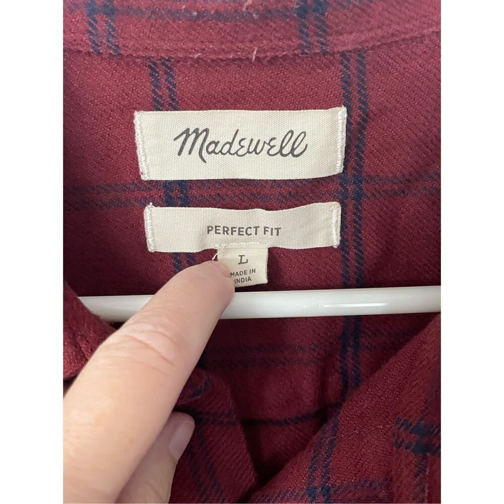 Madewell Madewell Women’s Perfect Fit Button-Up Plaid Shirt Red Navy Size L / US 10 / IT 46 - 3 Thumbnail