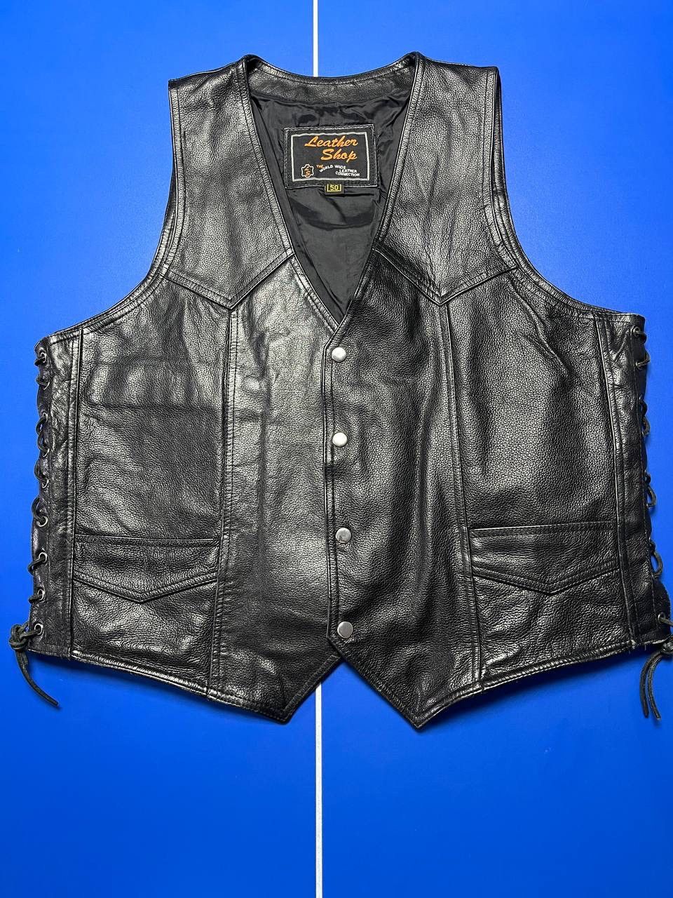 The Leather Shop Leather Motorcycle Biler Vest Size 50S - 1 Thumbnail