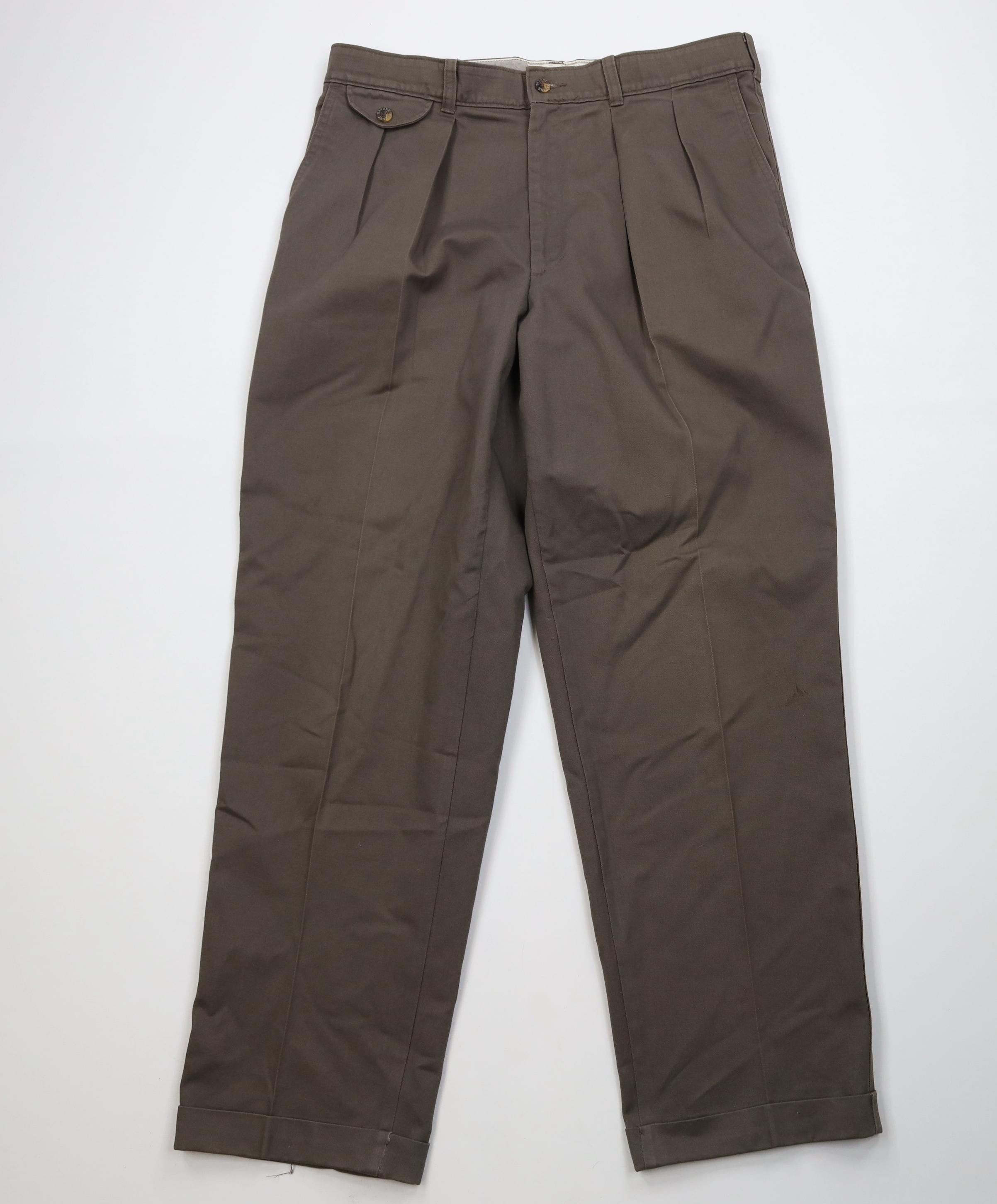 Vintage Vintage 90s Streetwear Pleated Cuffed Chino Pants Trousers Size US 34 / EU 50 - 1 Thumbnail