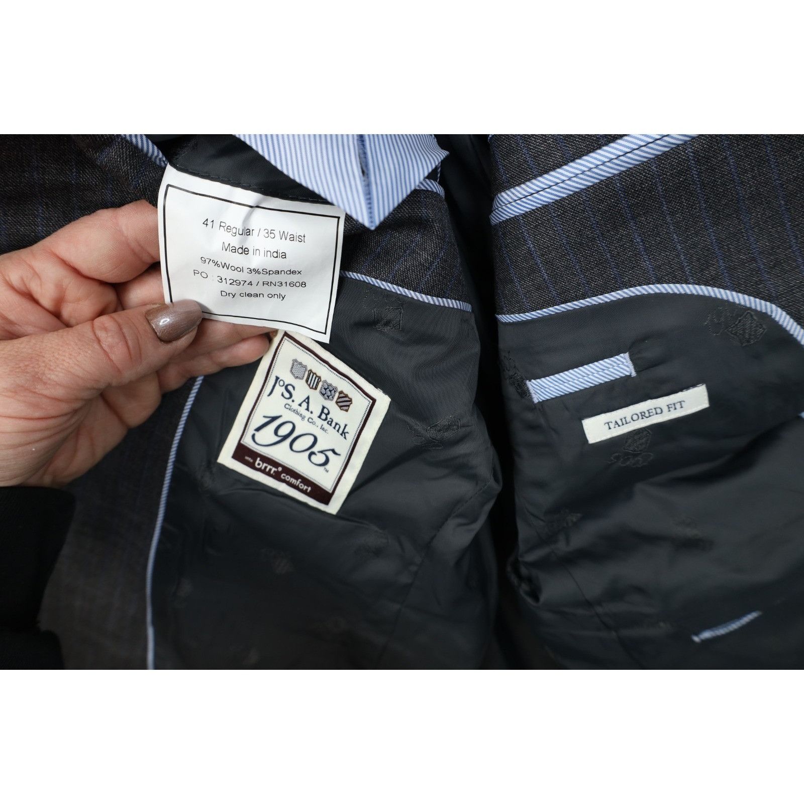 Jos. A. Bank Jos A Bank Brr Comfort Wool 2 Piece Suit Weddinging Gr Size 40R - 6 Thumbnail