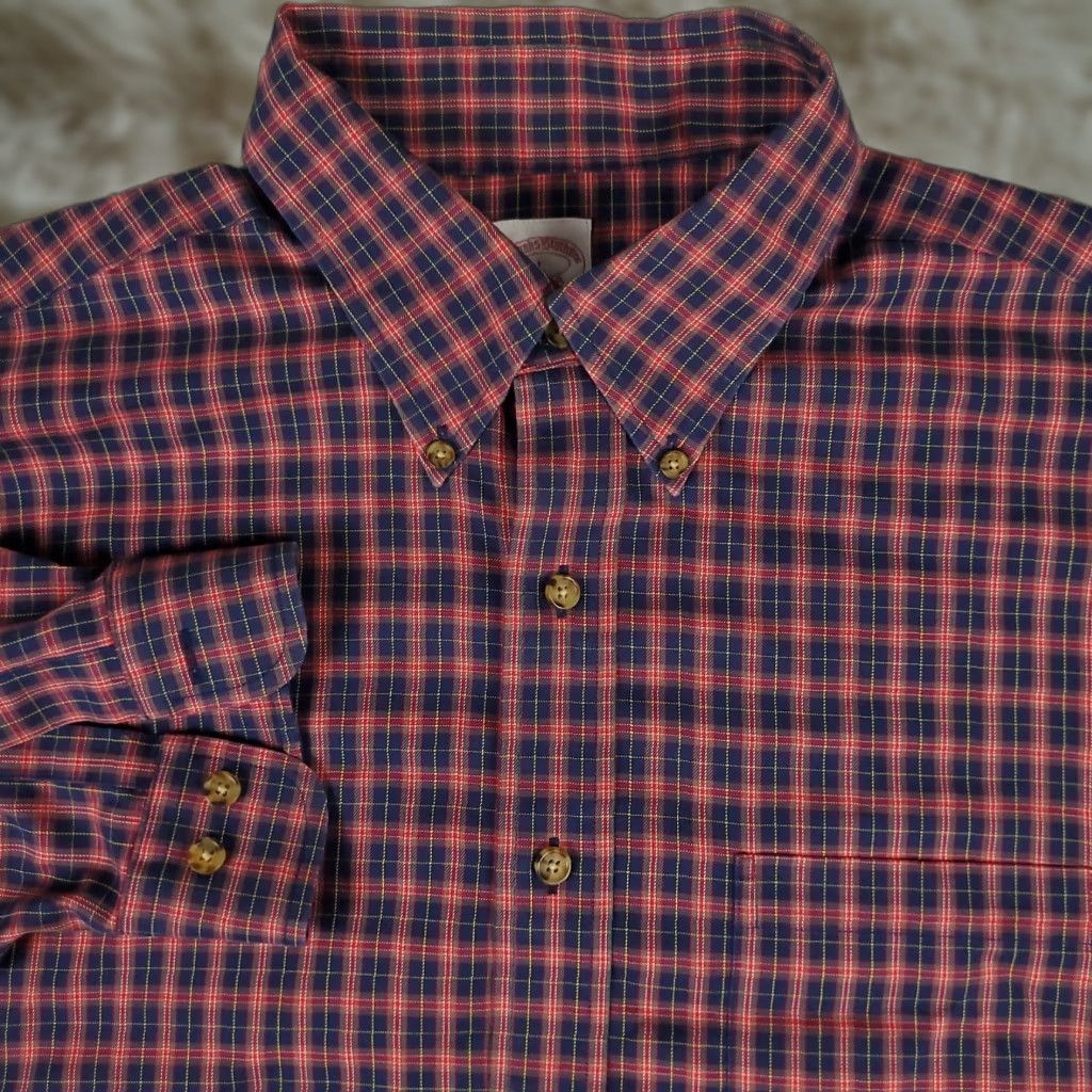 Brooks Brothers Brooks Brothers Button-Up Shirt Mens Large Red Black Plaid Long Sleeve Collared Regular Fit Cotton Size US L / EU 52-54 / 3 - 1 Thumbnail