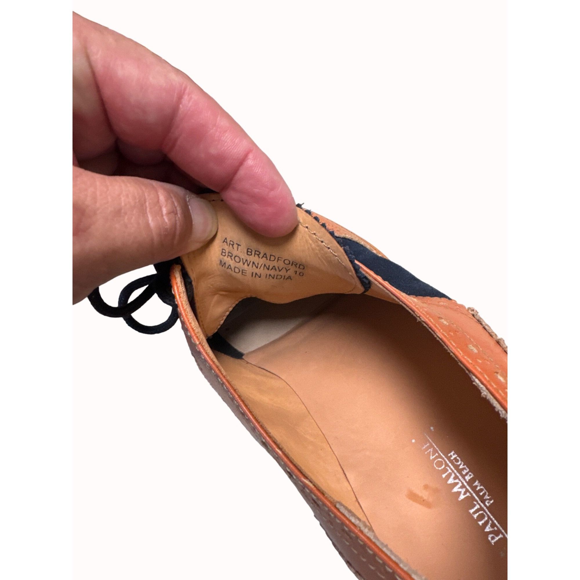 Designer Paul Malone Palm beach Bradford men’s brown navy blue Oxford Size US 10 / EU 43 - 10 Thumbnail