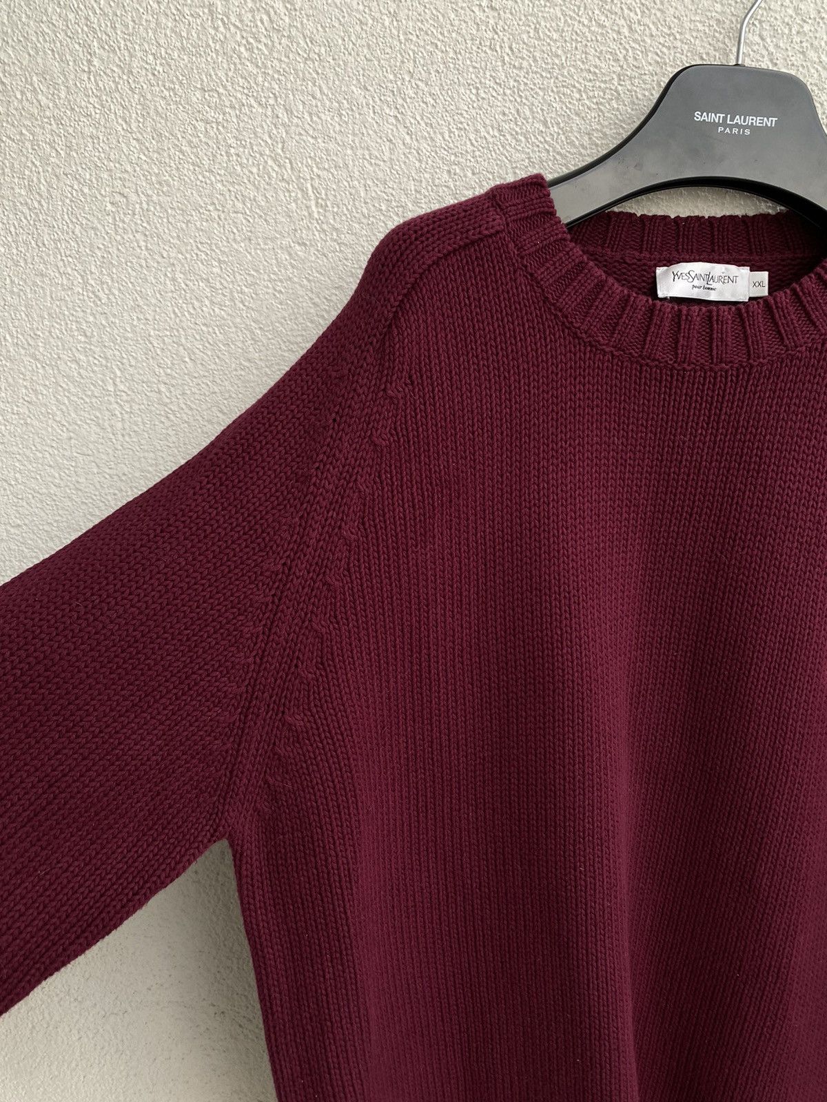 Yves Saint Laurent Burgundy YSL Sweater Knit Heavy Thick YSL Sweatshirt Size US XXL / EU 58 / 5 - 13 Thumbnail