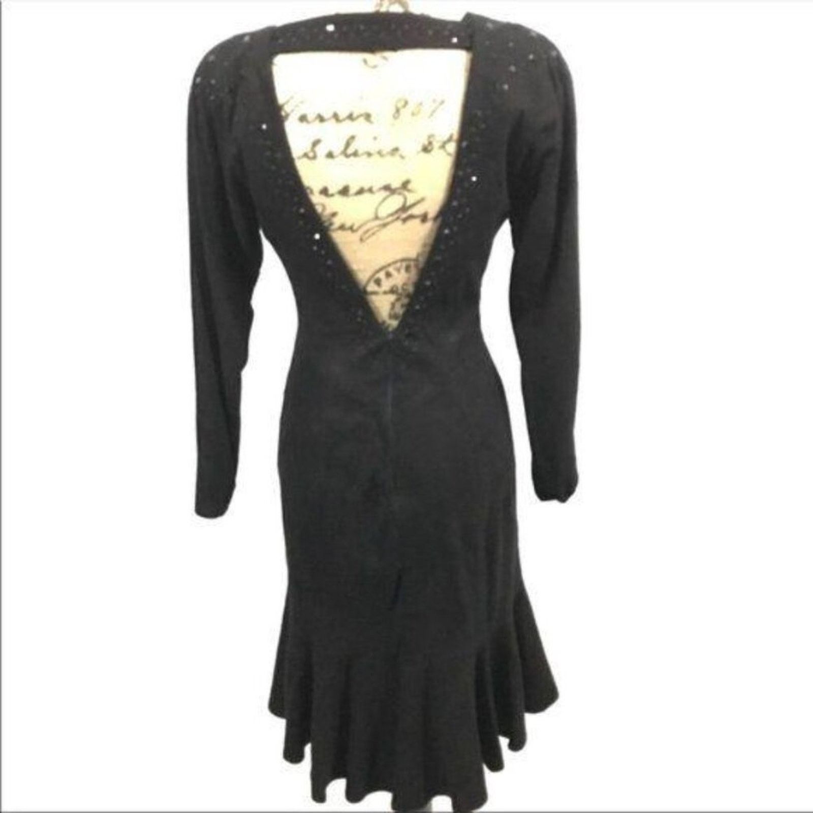 Vintage Vakko Black Suede Plunging Back Rhinestone Womens Size 6 Size M / US 6-8 / IT 42-44 - 7 Thumbnail