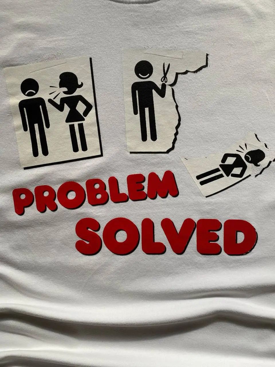Vintage CRAZY Y2K PROBLEM SOLVED HUMOR VINTAGE T SHIRT Size US M / EU 48-50 / 2 - 3 Thumbnail