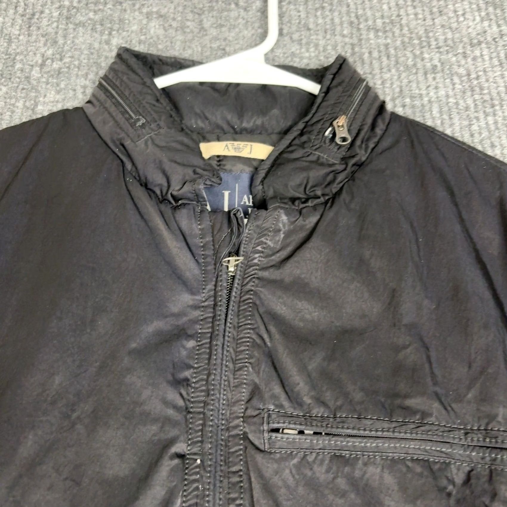 Vintage Armani Jeans Jacket Mens L Black Bomber Full Zip Lightweight Utility Techwear Size US 33 - 5 Thumbnail