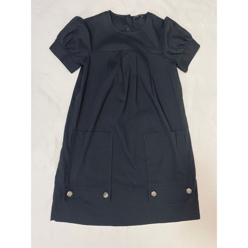 Theory Theory Linen Blend Short Sleeve Large Pockets Black Mini Dr Size S / US 4 / IT 40 - 6 Thumbnail