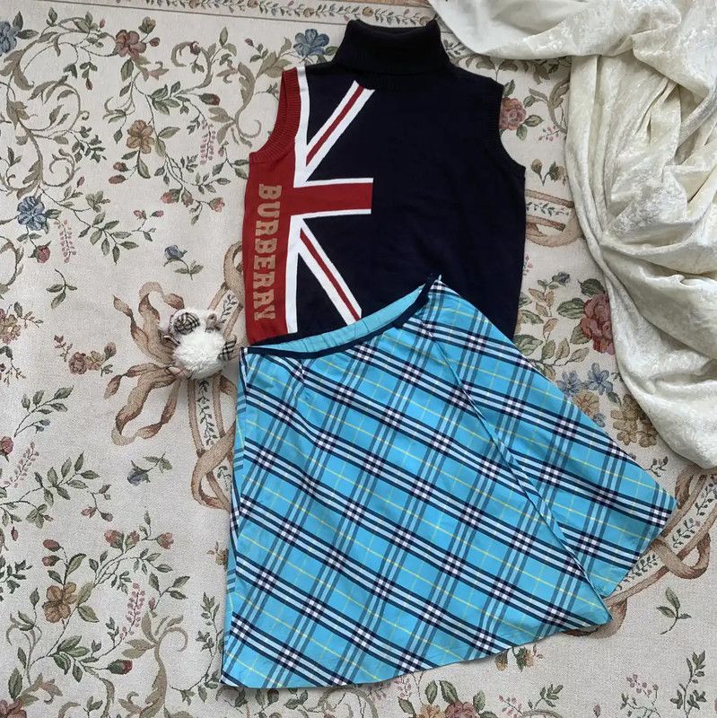 Burberry Burberry Blue Irregular Cotton Skirt Size 23" - 1 Thumbnail
