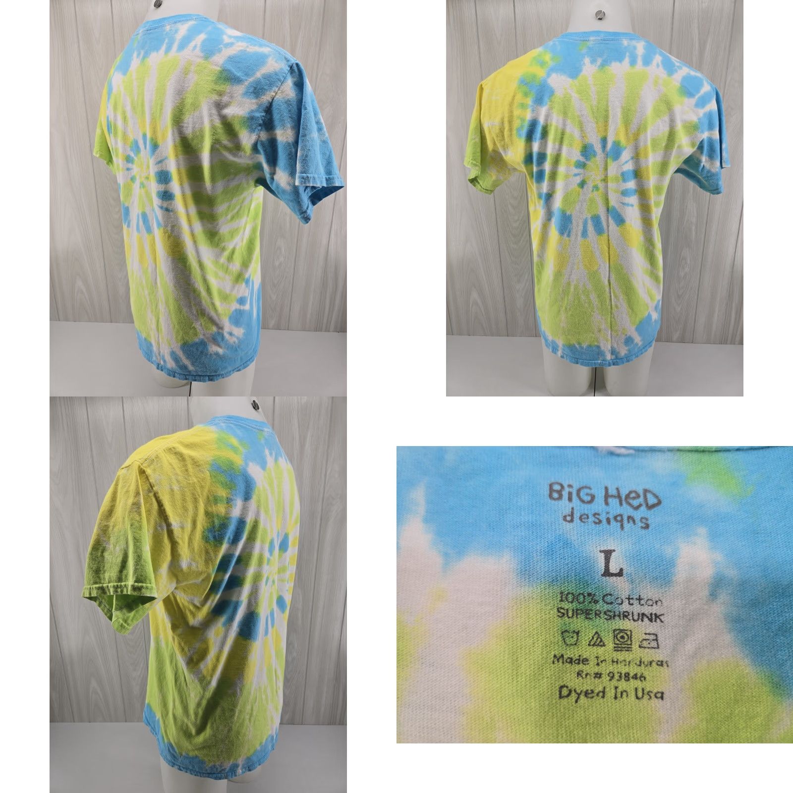 Vintage Big Head Designs Mexico Beach Florida FL T-Shirt Tie Dye Large Men Graphic Tee Size US L / EU 52-54 / 3 - 8 Thumbnail