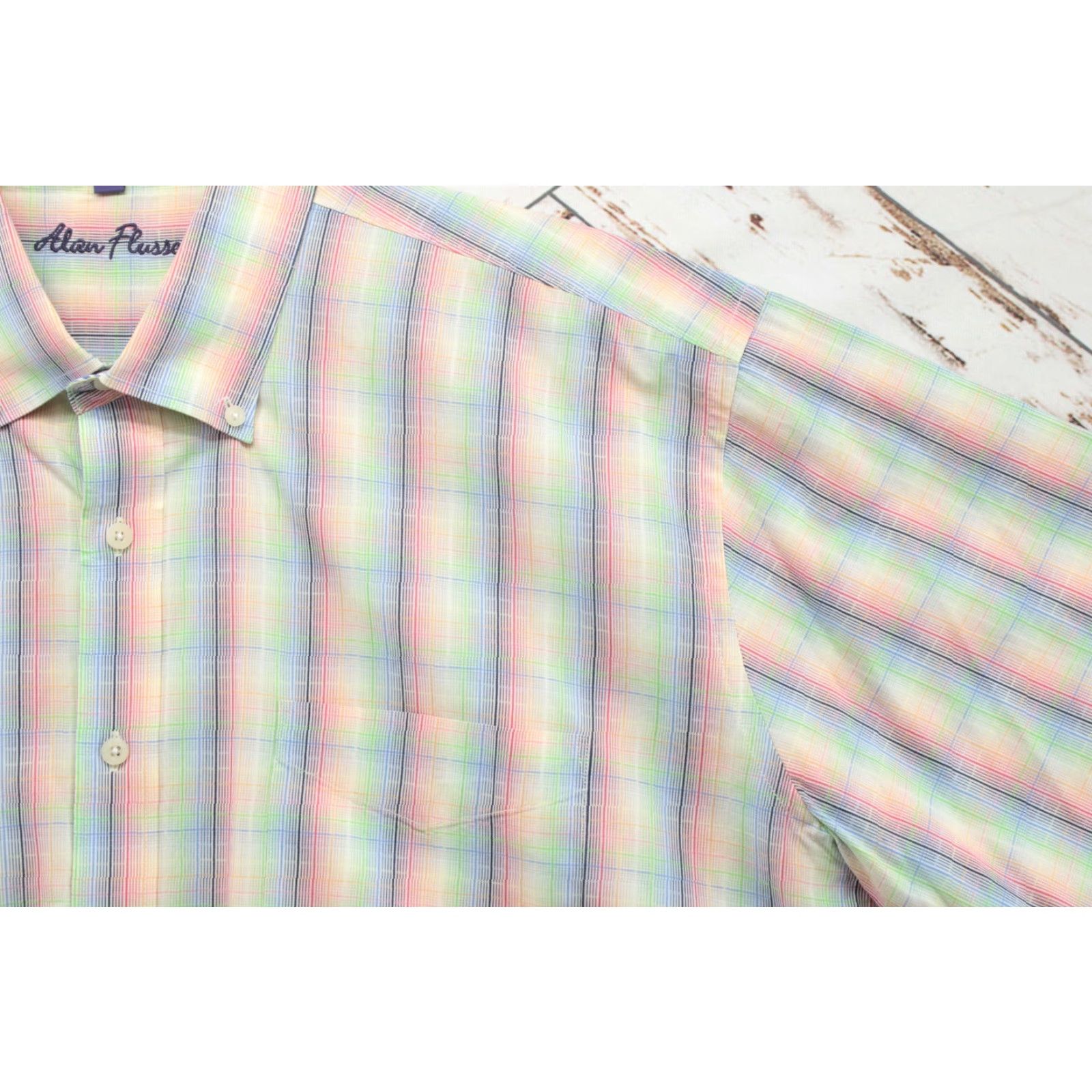 Rainbow Alan Flusser Shirt Men's 2XL Short Sleeve Multi-Color Plaid Rainbow Preppy Size US XXL / EU 58 / 5 - 3 Thumbnail