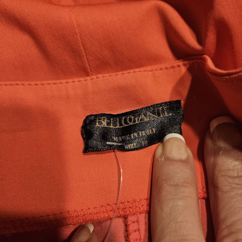 Designer BelloGante High-Waisted Coral Pencil Skirt with Sheer Strips Size 32" / US 10 / IT 46 - 5 Thumbnail