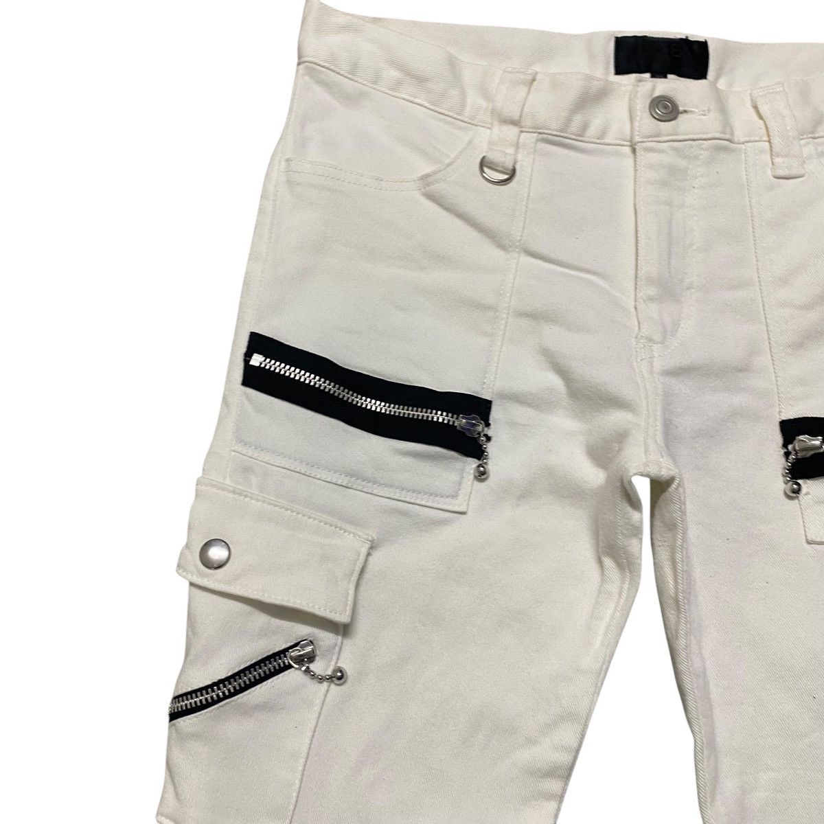 Mari's Rock Anarchy 666 White Denim Zipper Bondage Pants Undercover Size US 32 / EU 48 - 4 Thumbnail