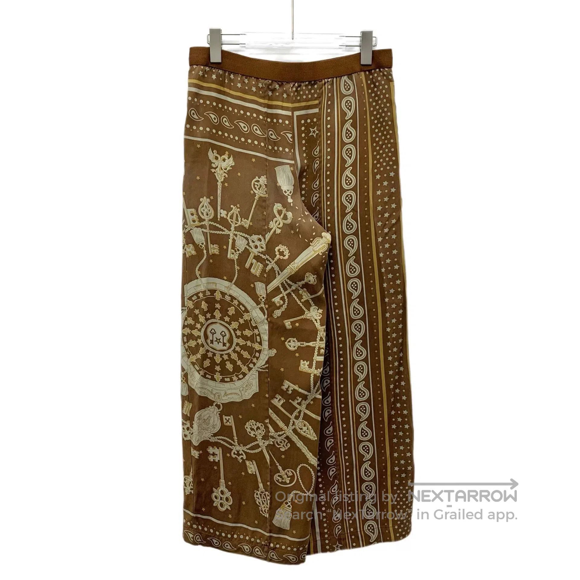 Hermes hermes brown silk polka dot pleated skirt. Size US 36 / EU 52 - 2 Thumbnail