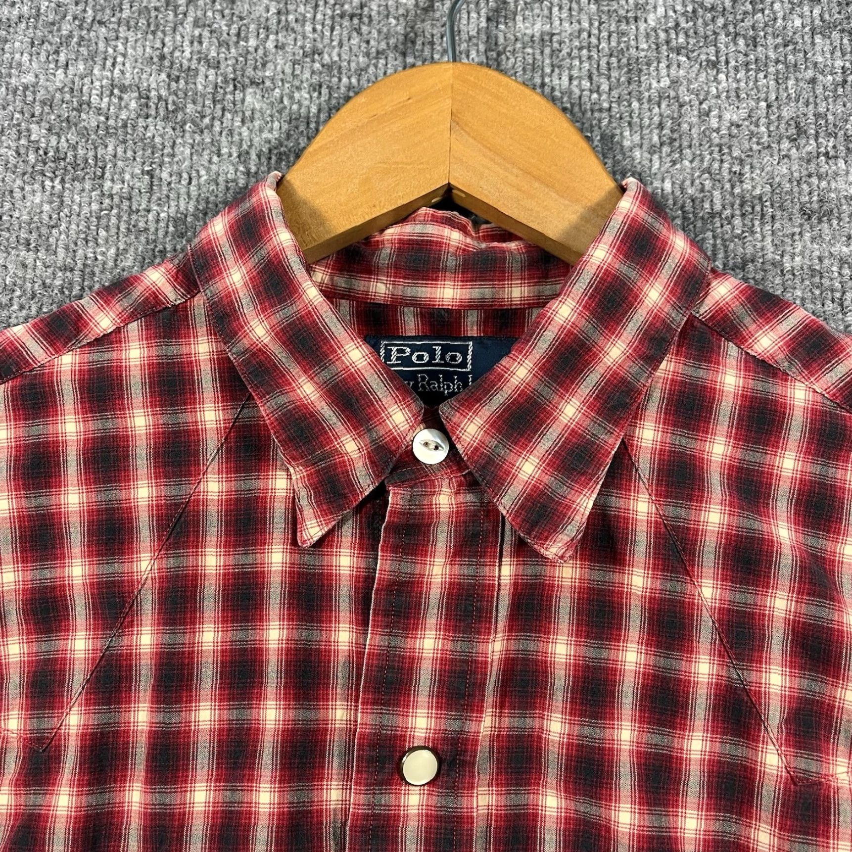 Polo Ralph Lauren VINTAGE Polo By Ralph Lauren Red Western Pearl Snap Button Shirt Plaid Mens M Shirt Size US M / EU 48-50 / 2 - 3 Thumbnail