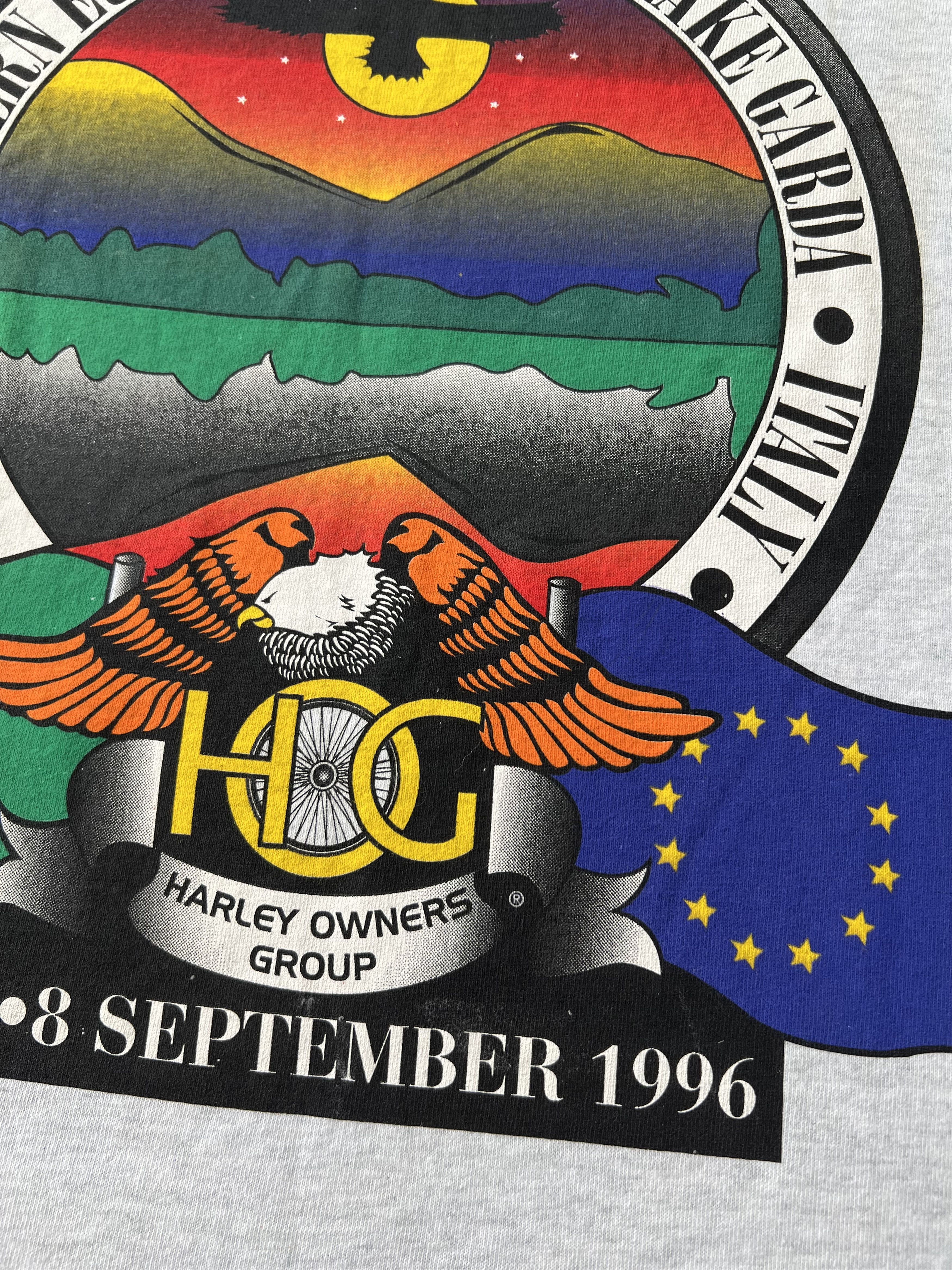 Harley Davidson Vintage 1996 Harley Davidson Rally Eagle Gray T-shirt Size US XL / EU 56 / 4 - 4 Thumbnail