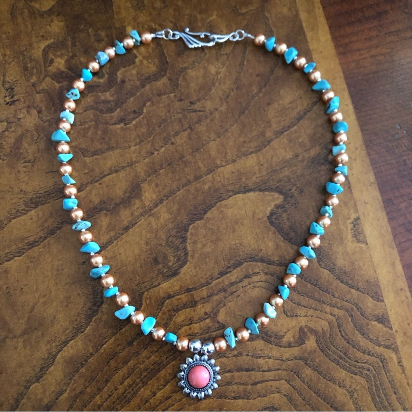 Handmade Handcrafted southwest style red coral howlite stone necklac Size ONE SIZE - 9 Thumbnail