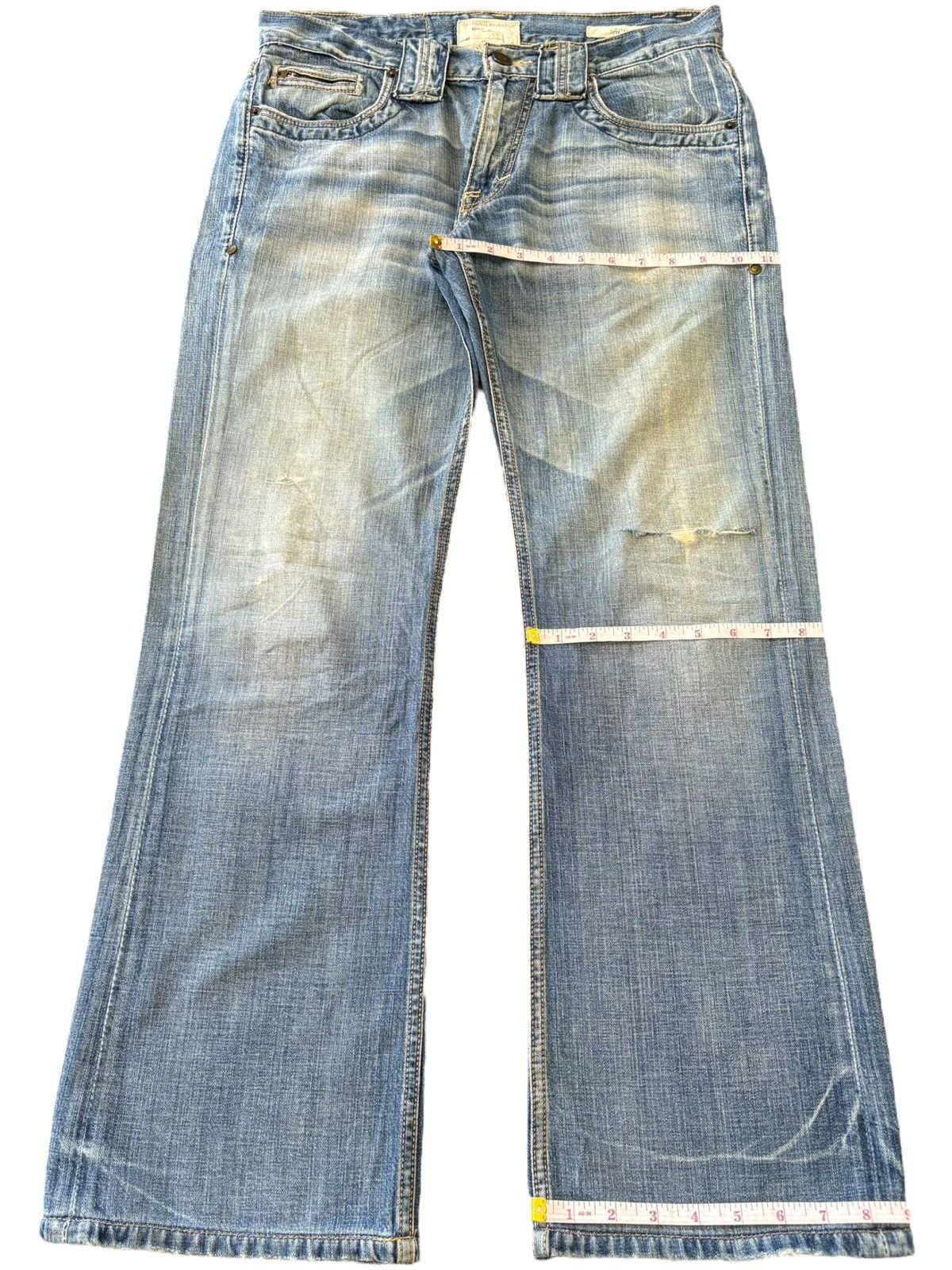 Taverniti Vintage Tavernity Sacha Mud Wash Distress Flare Jeans Size 33" - 8 Thumbnail