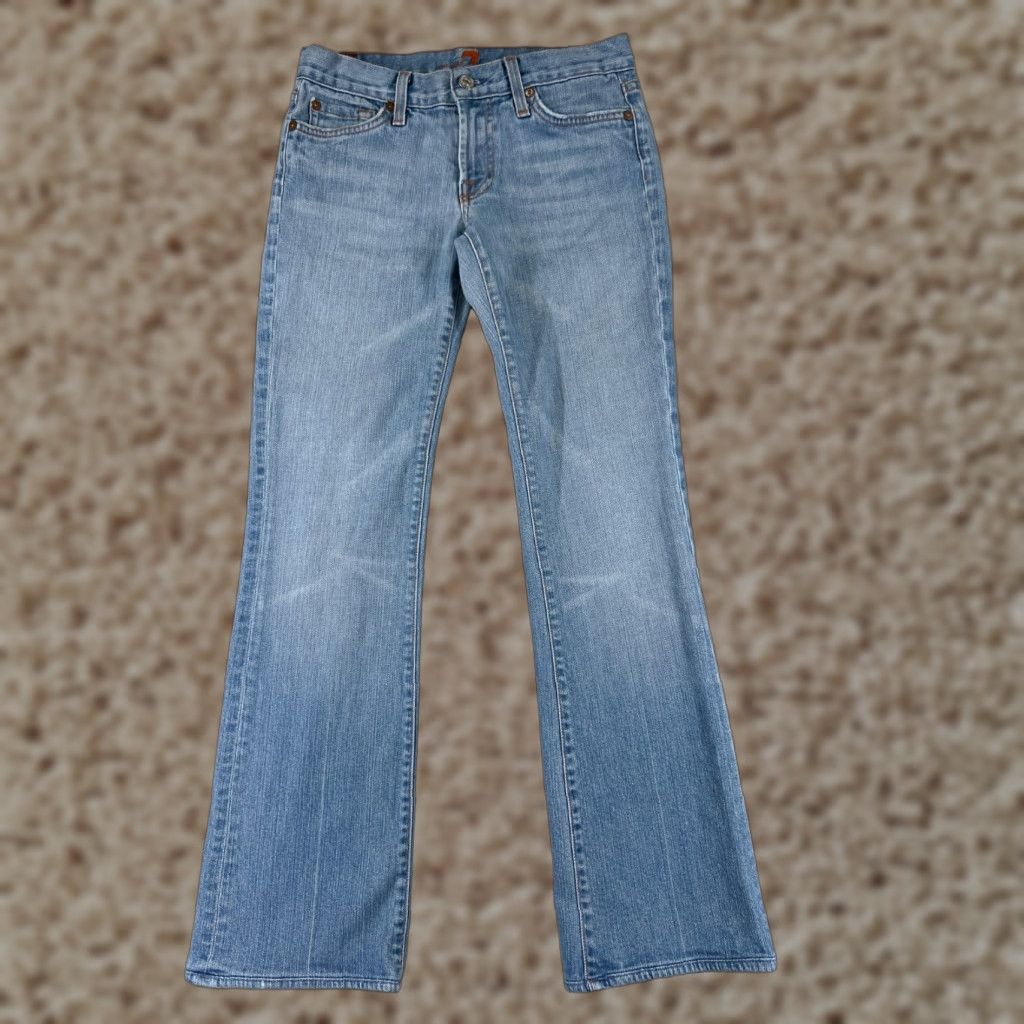 7 For All Mankind 7 For All Mankind Jeans Women Flared Denim Blue 28x28 26x28 Embroidered Comfort Distressed Pockets Cotton Size 28" / US 6 / IT 42 - 1 Thumbnail