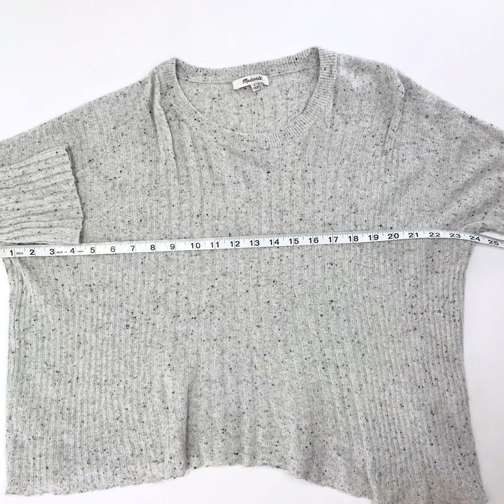 Madewell Madewell Relaxed Crewneck Speckled Gray Alpaca Knit Long Sleeve Ribbed Lightweight Pullover Womens Size S Size S / US 4 / IT 40 - 6 Thumbnail