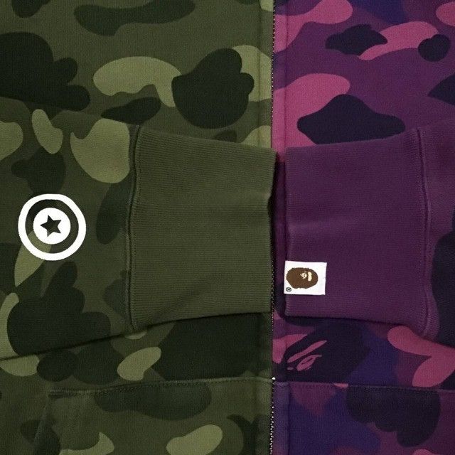 Bape BAPE Shark full zip hoodie Purple camo x Green camo APE Size US M / EU 48-50 / 2 - 6 Thumbnail