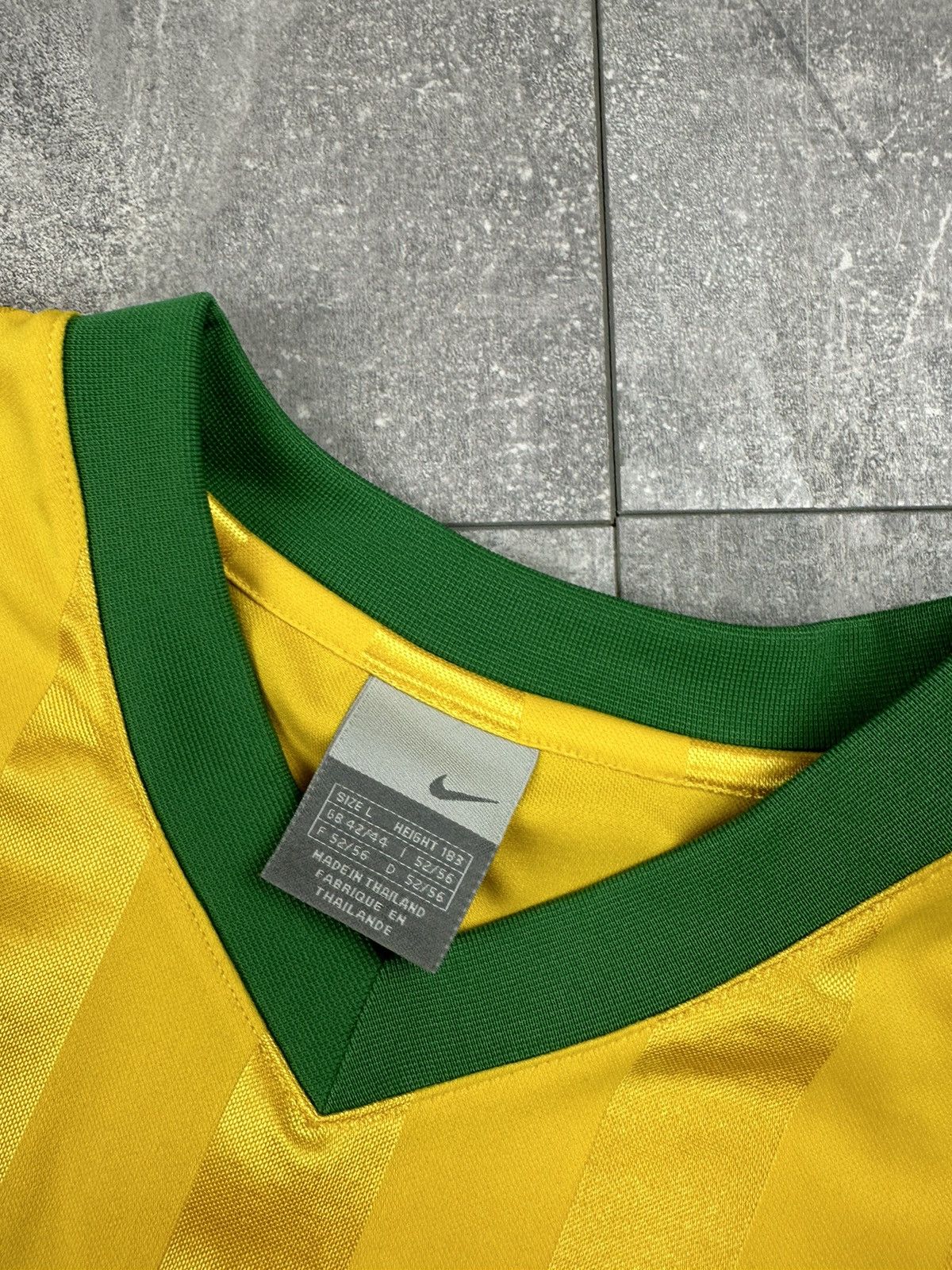 Nike Nike Yellow Ole Brazil Style Striped T-Shirt Jersey Size US L / EU 52-54 / 3 - 6 Thumbnail