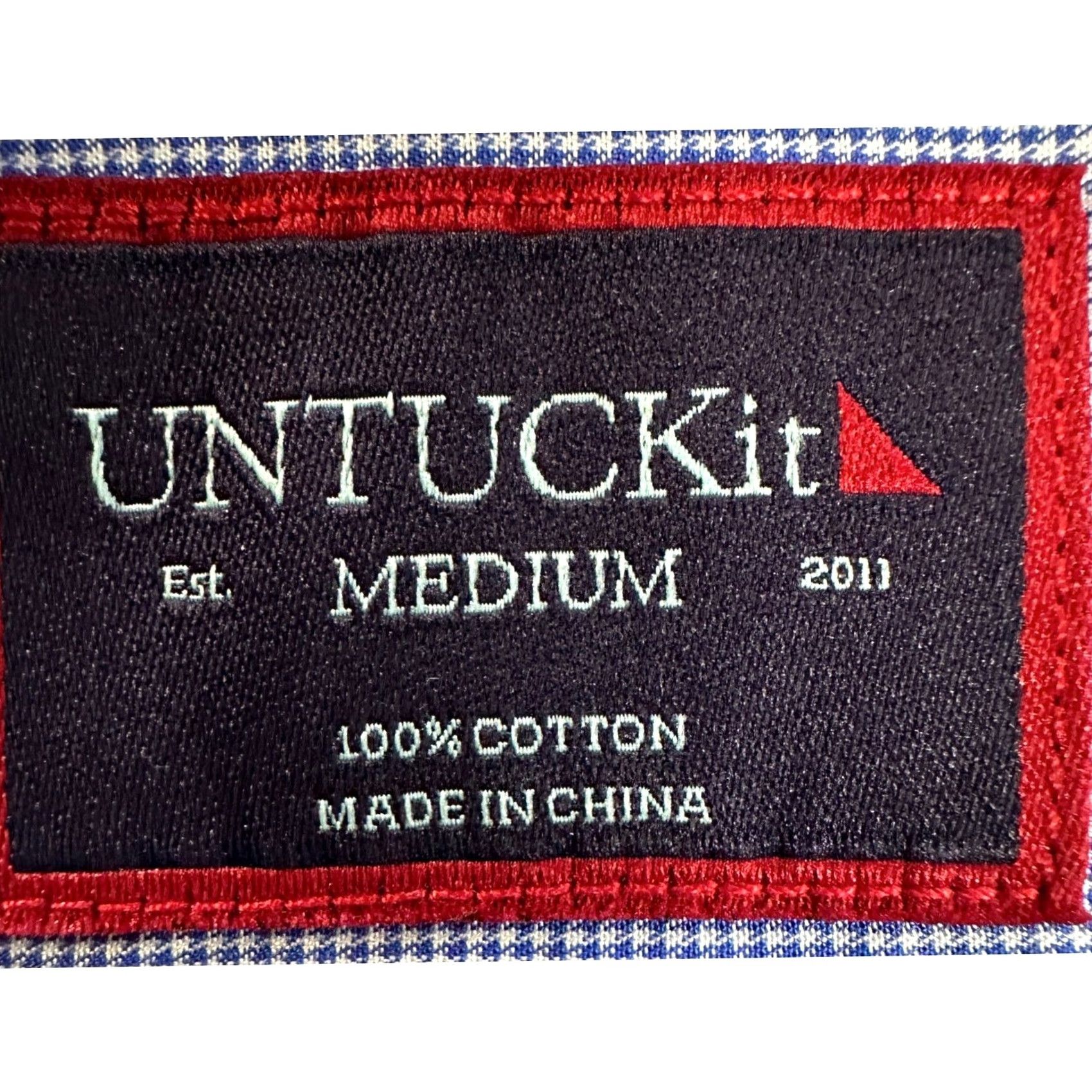 UNTUCKit UNTUCKit Shirt Button-Down Men Medium Blue Houndstooth Pocket Long Sleeve Casual Size US M / EU 48-50 / 2 - 4 Thumbnail