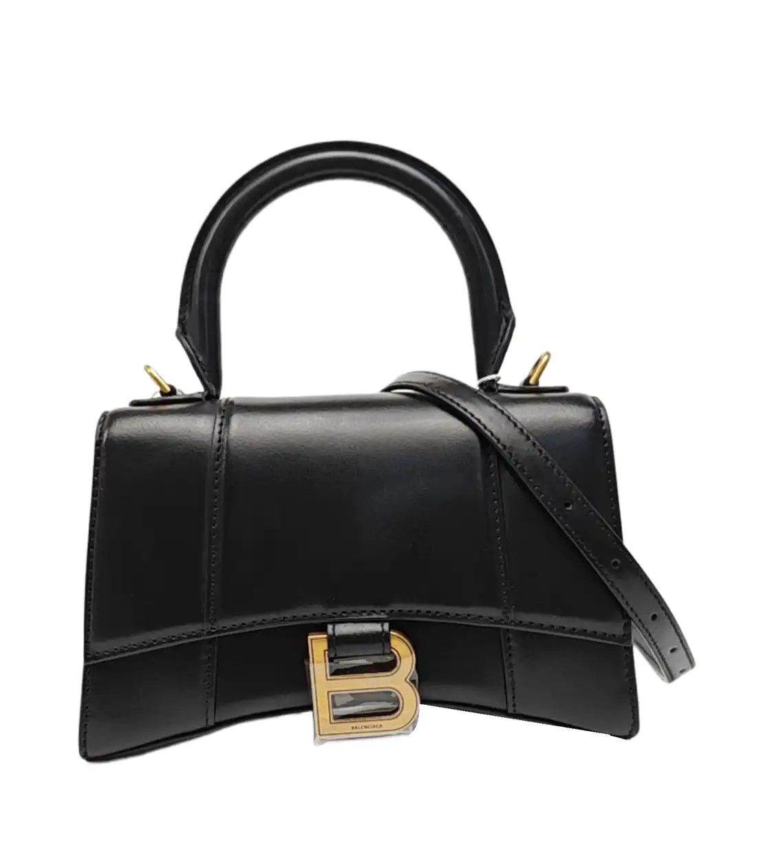 Balenciaga Hourglass Ultra Small Black Cowhide Leather Hourglass Shoulder Bag Ha, Women's