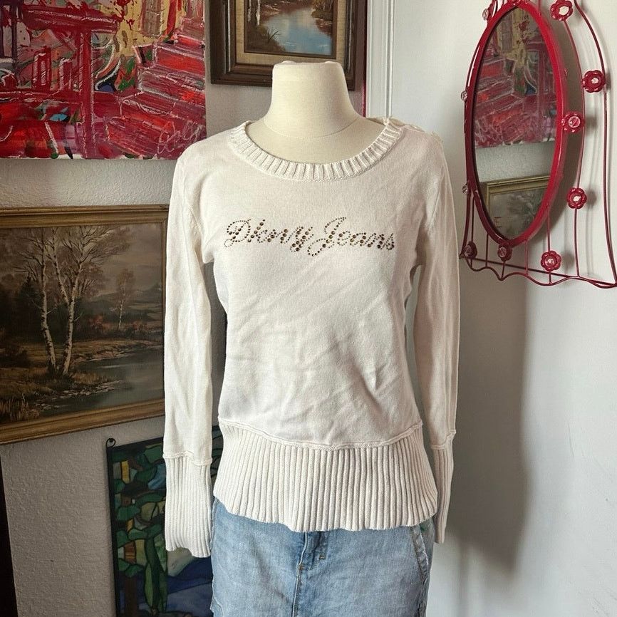 DKNY dkny jeans bedazzled white long sleeve sweater vintage y2k Size L / US 10 / IT 46 - 1 Thumbnail