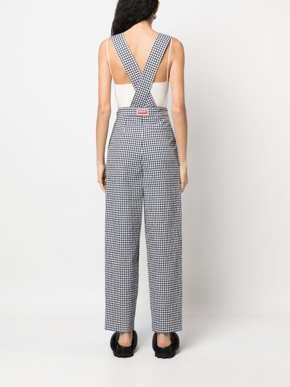Kenzo o1y1025 Checked Overall in Navy Blue/White Size 30" / US 8 / IT 44 - 3 Thumbnail