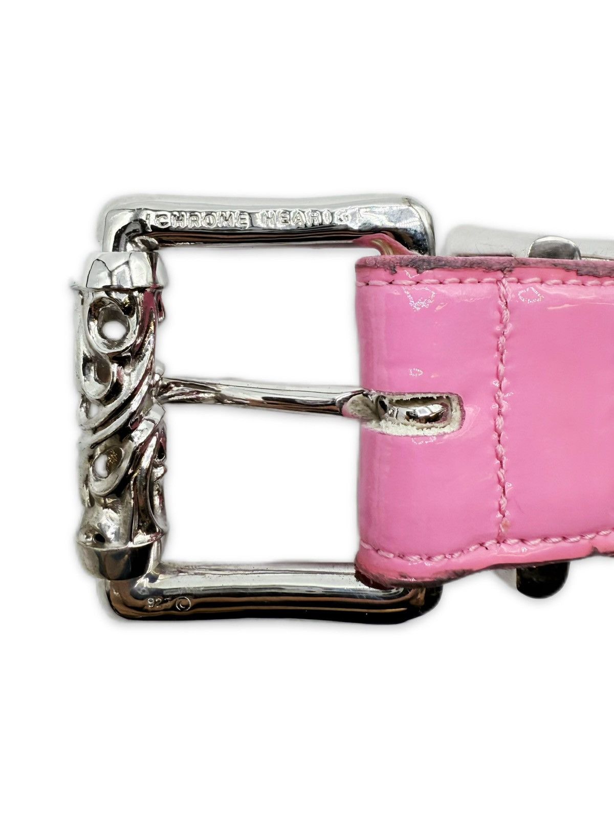 Chrome Hearts Chrome Hearts Pyramid Stud Leather Rhodium Pink Roller Belt Size 34 - 6 Thumbnail