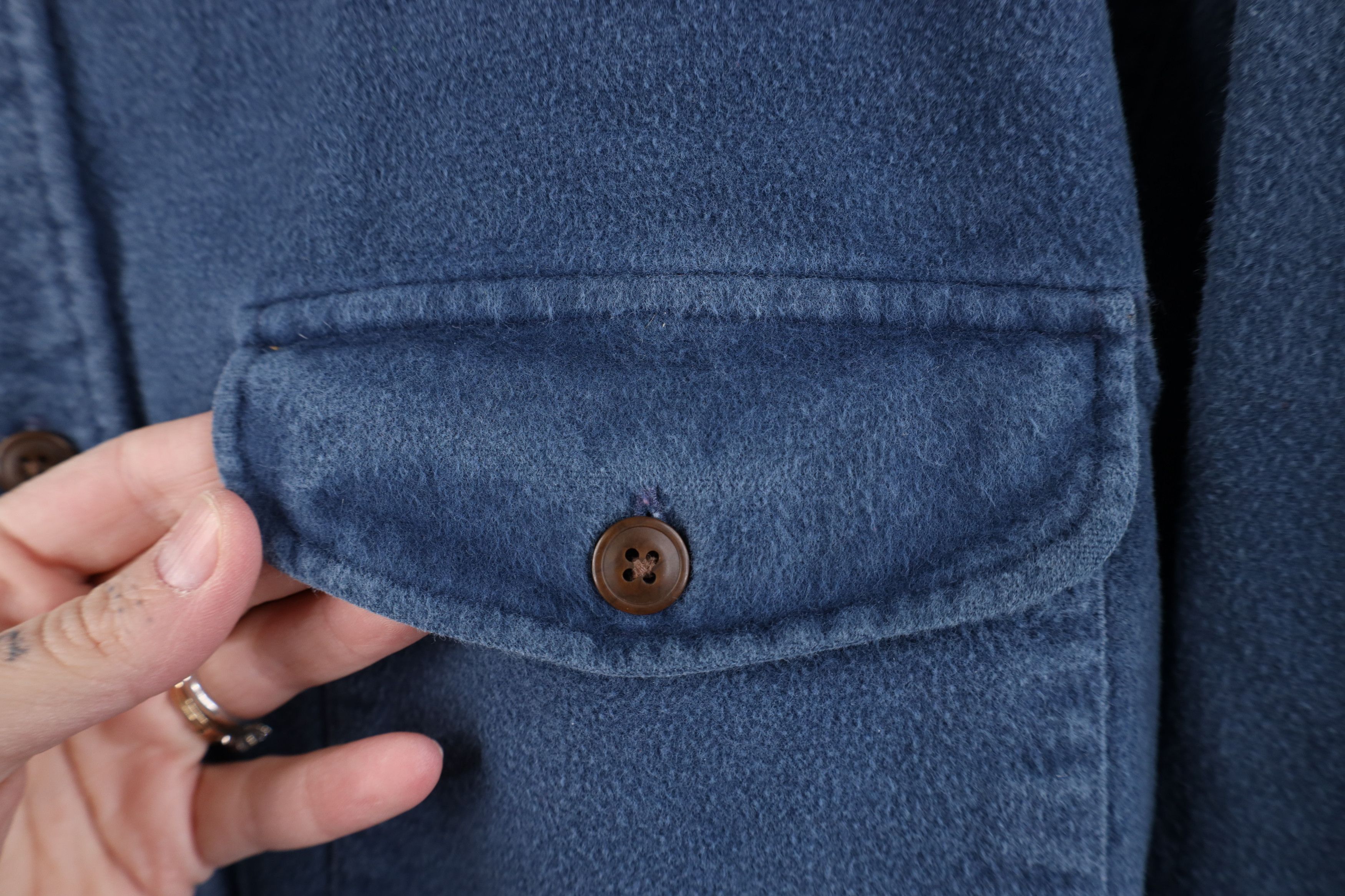 Vintage Vintage 90s Streetwear Heavy Chamois Cloth Button Shirt Blue Size US L / EU 52-54 / 3 - 8 Thumbnail