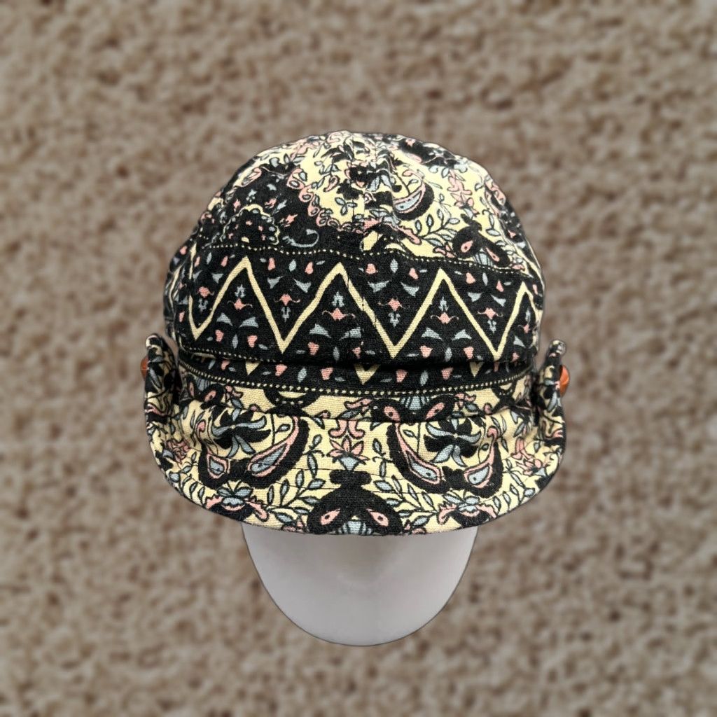 Vintage VINTAGE Basiquenti Army Hat Cap Fitted Womens One Size Black Floral Cotton Short Bill Size 42" / US 20 - 1 Thumbnail