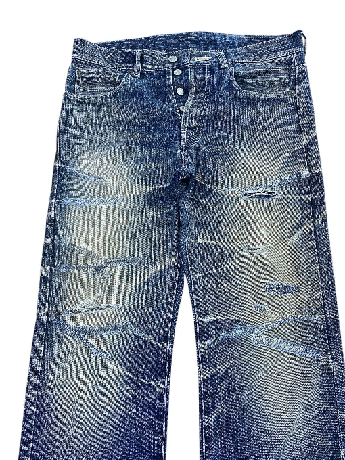 Japanese Brand Japanese Brand Whiskers Ripped Style Straight Cut Jeans Size US 33 - 2 Thumbnail