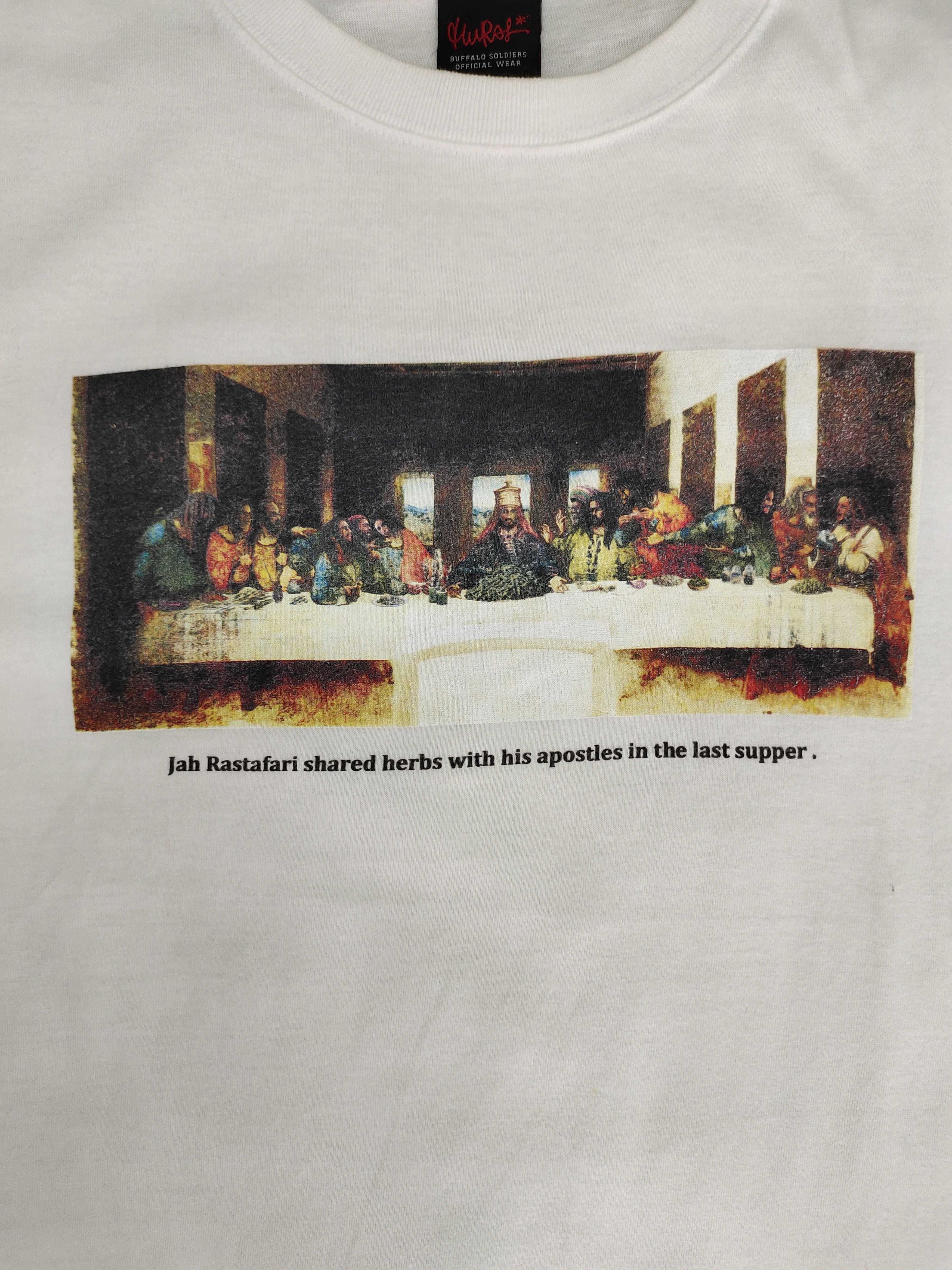 Bob Marley 1990s Jah Rastafari ' The Last Supper ' Parody Art T-Shirt Size US L / EU 52-54 / 3 - 4 Thumbnail
