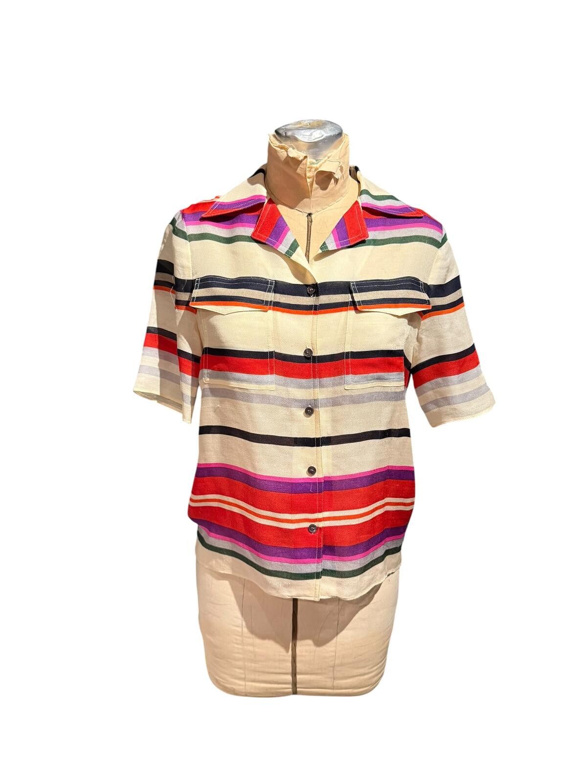 Other Derek Lam Silk and Wool Multicolor Striped Button-Up Shirt Size M / US 6-8 / IT 42-44 - 1 Thumbnail