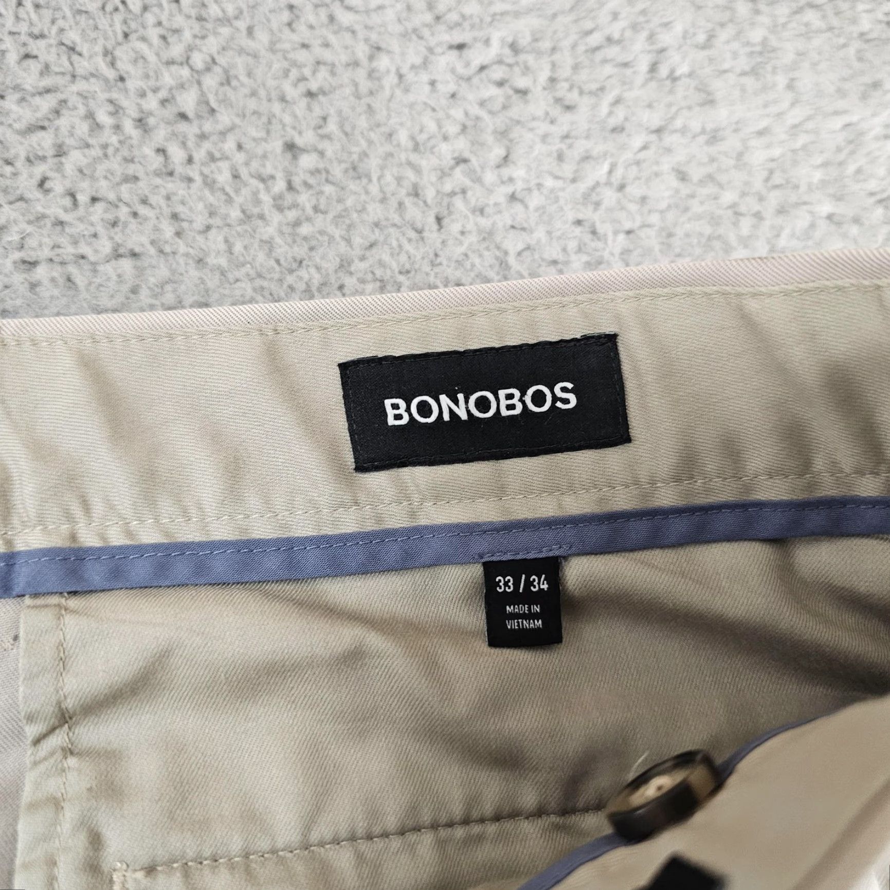 Bonobos Bonobos Pants Mens 33x34 Chino Slim Fit Beige Casual Business Flat Front Stretch Size US 33 - 4 Thumbnail
