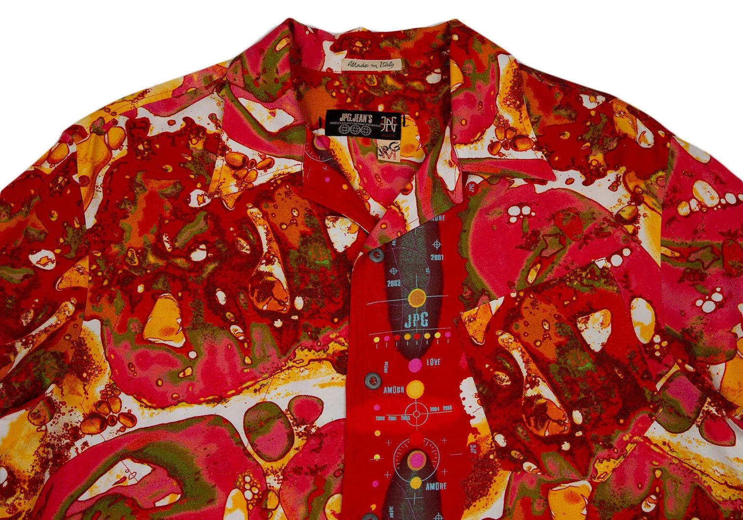 Jean Paul Gaultier Psychedelic Print Rayon Short Sleeve Shirt Red Multi M Size US M / EU 48-50 / 2 - 2 Thumbnail