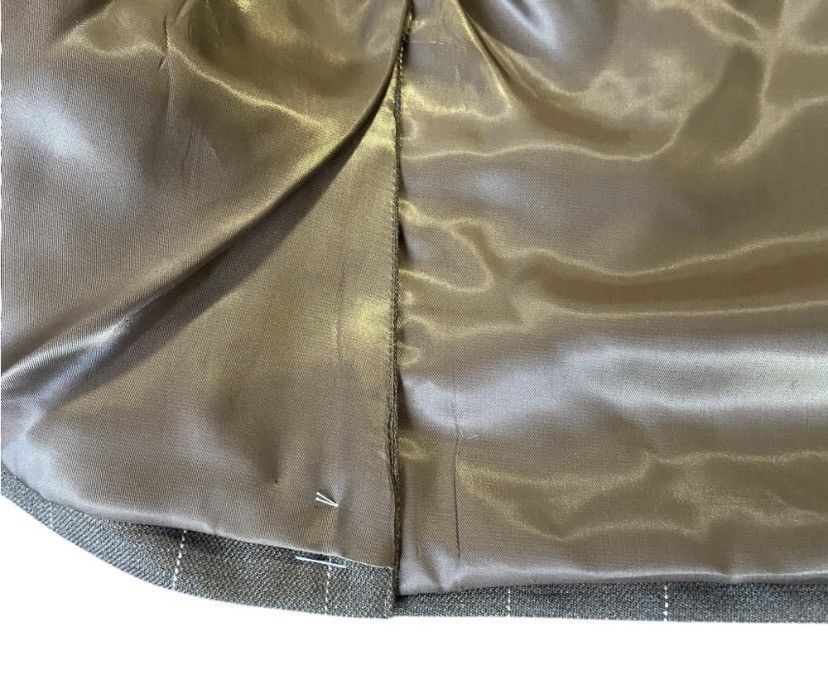 Designer Mens Blazer Windowpane Brown White Check 40S Worsted Size 40S - 10 Thumbnail