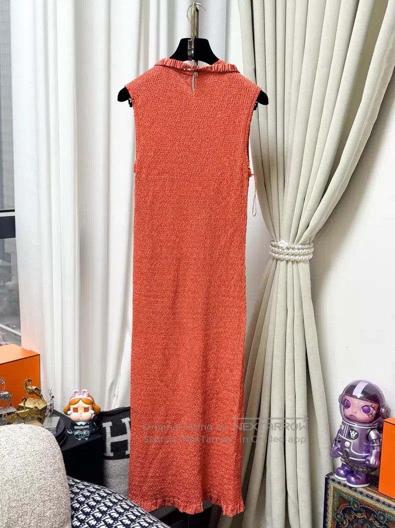 Chanel Chanel Brick red pleated design sleeveless dress Size S / US 4 / IT 40 - 3 Thumbnail