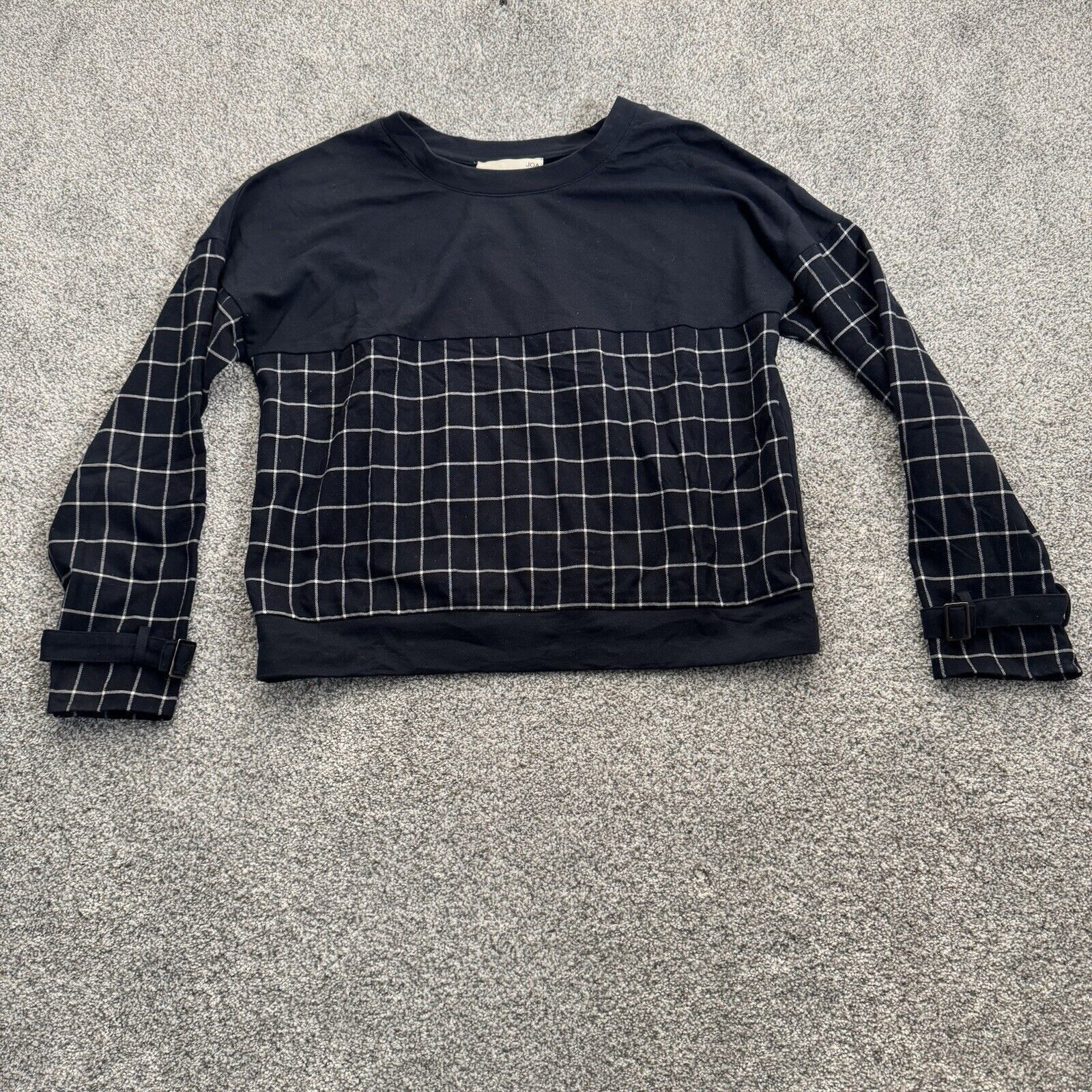 Other JOA Sweater Womens Medium Belted Cuffs Windowpane Check Size M / US 6-8 / IT 42-44 - 1 Thumbnail