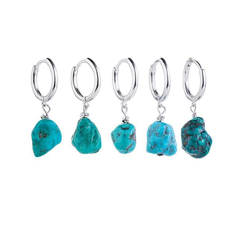 Jewelry × Sterling Silver Turquoise Stone Vintage Earrings One Pairs Chrome Jewelry Size ONE SIZE - 2 Thumbnail