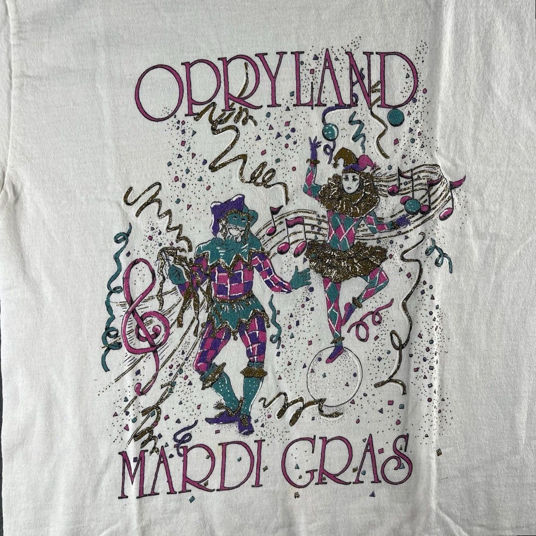 Vintage VINTAGE Diamond Dust Shirt M White Graphic Print Opryland Mardi Gras Glitter Logo T-Shirt Unisex Adults 90s USA Size US M / EU 48-50 / 2 - 2 Thumbnail