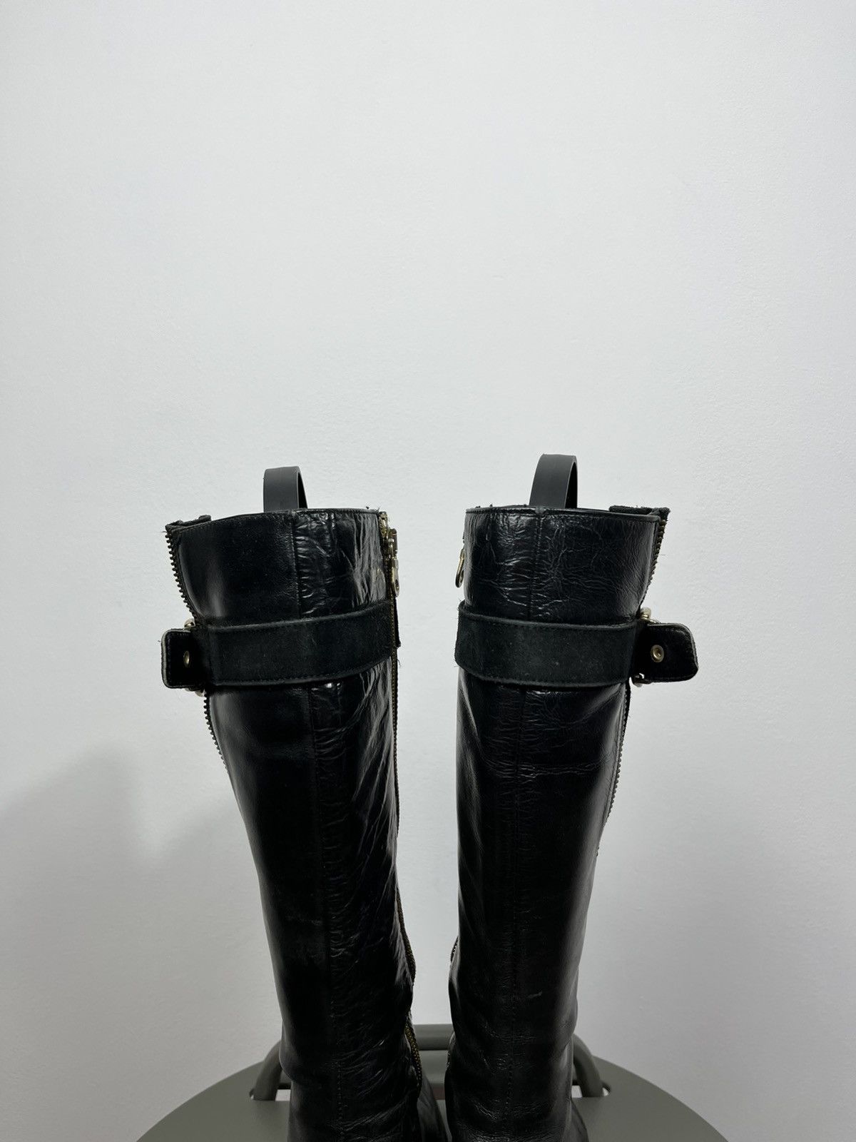 Clarks Clarks Black Leather Knee High Boots Buckle Zip Size US 5 / IT 35 - 9 Thumbnail