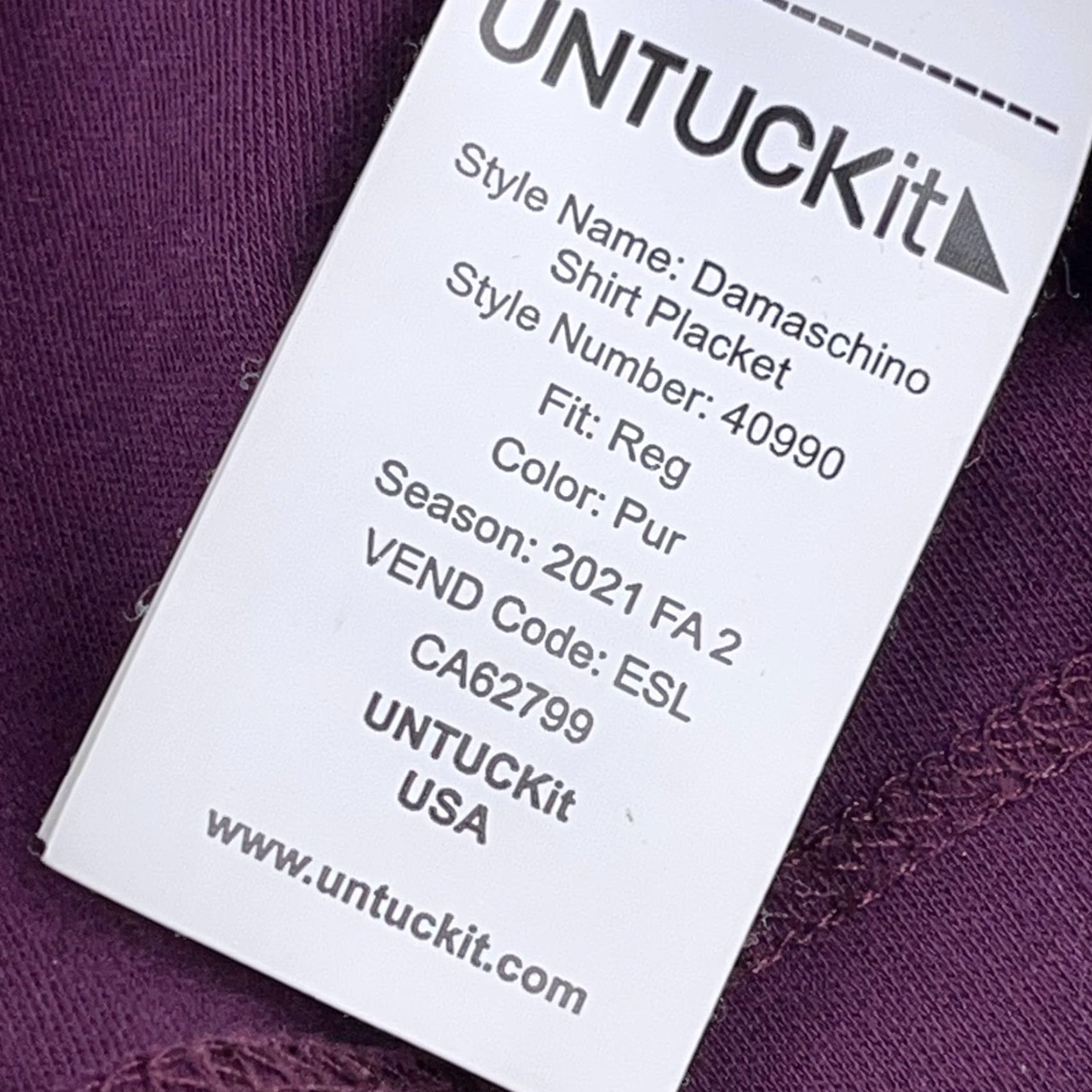 UNTUCKit UNTUCKit Polo Shirt Men XL Purple Cotton Golf Long Sleeve - Adult Regular Size, Solid, Collared, Button-Front, Breathable, Preppy Modern Size US XL / EU 56 / 4 - 4 Thumbnail