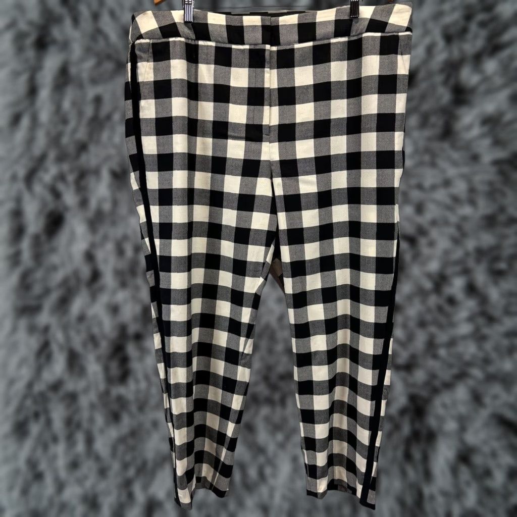 Talbots Talbots Hampshire Check Dress Pants 22W Plus Wool Velvet Side Stripe Black Ivory Womens Size 40" / US 18 - 1 Thumbnail