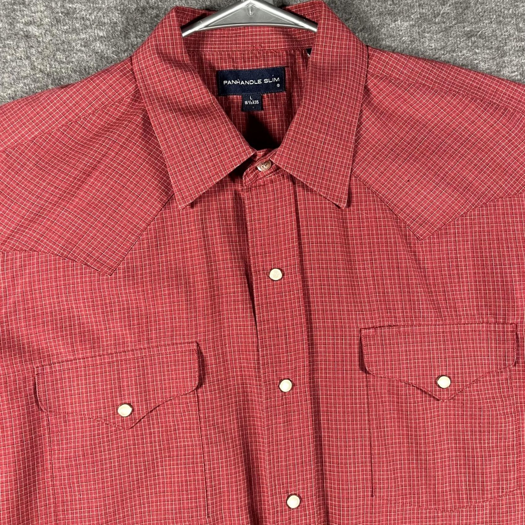 Vintage Panhandle Slim Shirt Mens Large Red Western Pearl Snap Long Sleeve Check Plaid Size US L / EU 52-54 / 3 - 2 Thumbnail